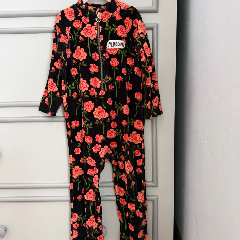 Mini Rodini velour jumpsuit 5-7y organic cotton